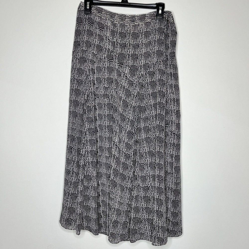 Cabi Chloe Skirt Black Beige Print Style 546 Size 4 Double Layer‎ Long Side Zip